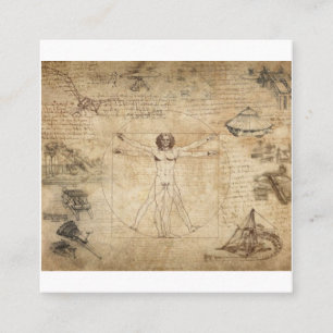 Tarjeta De Visita Cuadrada Leonardo Da Vinci El Vitruviano