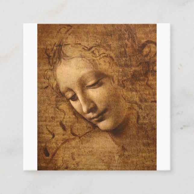 Tarjeta De Visita Cuadrada Leonardo Da Vinci Jefe De Una Mujer (Anverso)