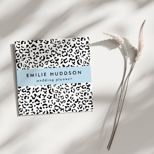 Tarjeta De Visita Cuadrada Leopard Print, Leopard Spots, Negro Y Blanco