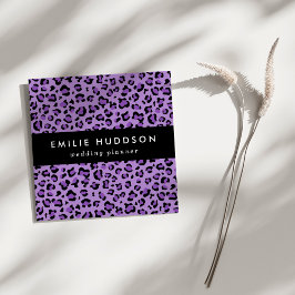 Tarjeta De Visita Cuadrada Leopard Print, Leopard Spots, Purple Leopard