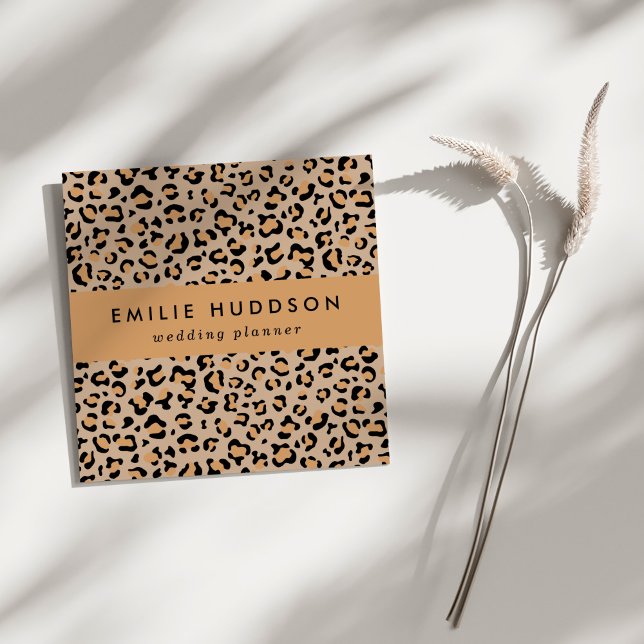 Tarjeta De Visita Cuadrada Leopardo Print, Leopard Spots, Brown Leopard (Subido por el creador)