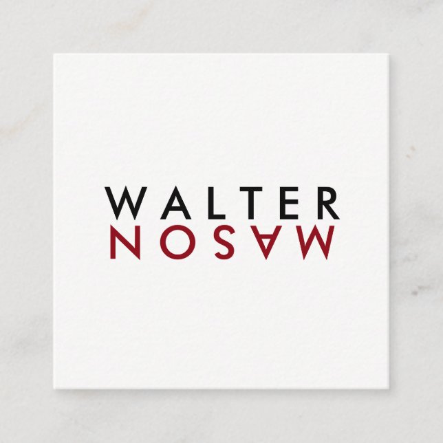 Tarjeta De Visita Cuadrada Letra Flip (Anverso)