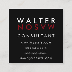 Tarjeta De Visita Cuadrada Letra Flip   Simple