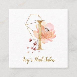 Tarjeta De Visita Cuadrada Letra I con diseño geométrico y las flores del oro