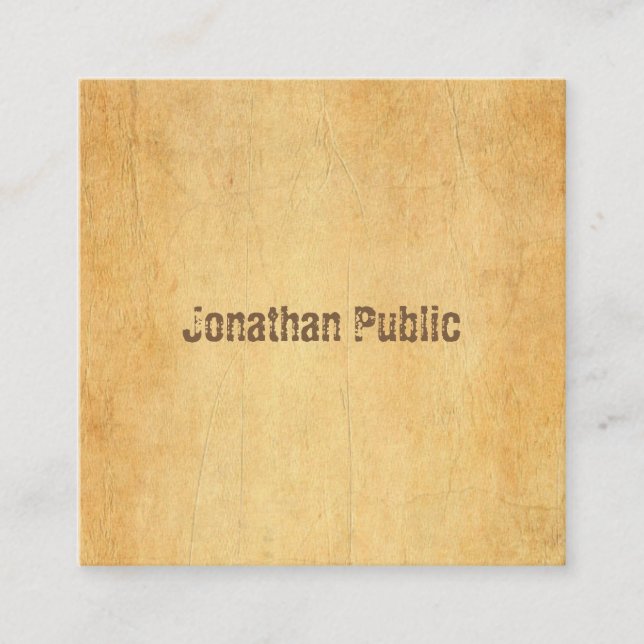 Tarjeta De Visita Cuadrada Letra manuscrita angustiado papel viejo elegante f (Anverso)