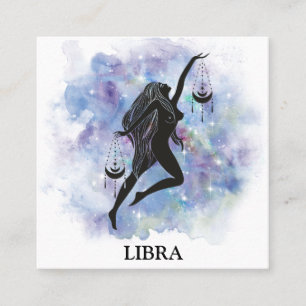 Tarjeta De Visita Cuadrada *~* LIBRA Astrología Zodiaca Lecturas Cósmicas Arc
