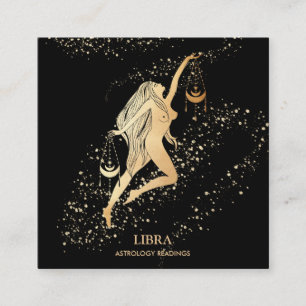 Tarjeta De Visita Cuadrada *~* LIBRA Zodiac Astrología lee oro y negro