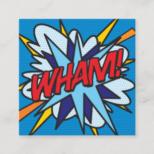 Tarjeta De Visita Cuadrada Libro de Cómic Retro Divertido WHAM