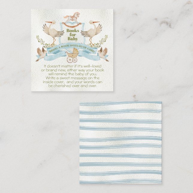 Tarjeta De Visita Cuadrada Libros acuáticos de Escudo de cigüeñas para bebé (Anverso / Reverso)