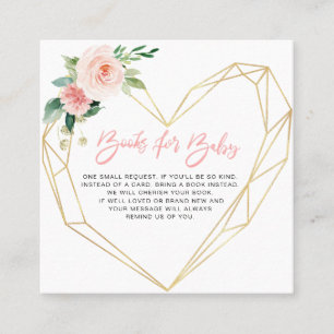 Tarjeta De Visita Cuadrada libros geométricos de flores de color rosa para ta