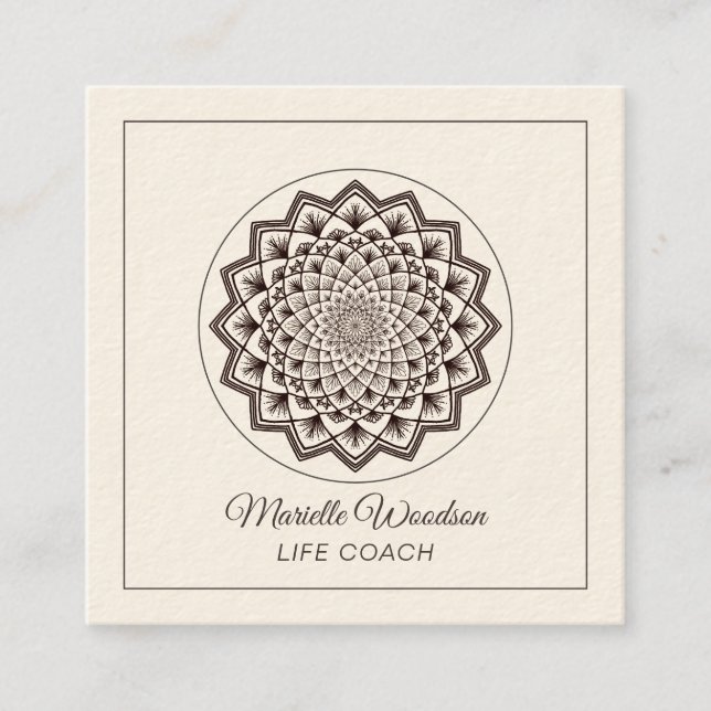 Tarjeta De Visita Cuadrada Life Coach Mandala (Anverso)