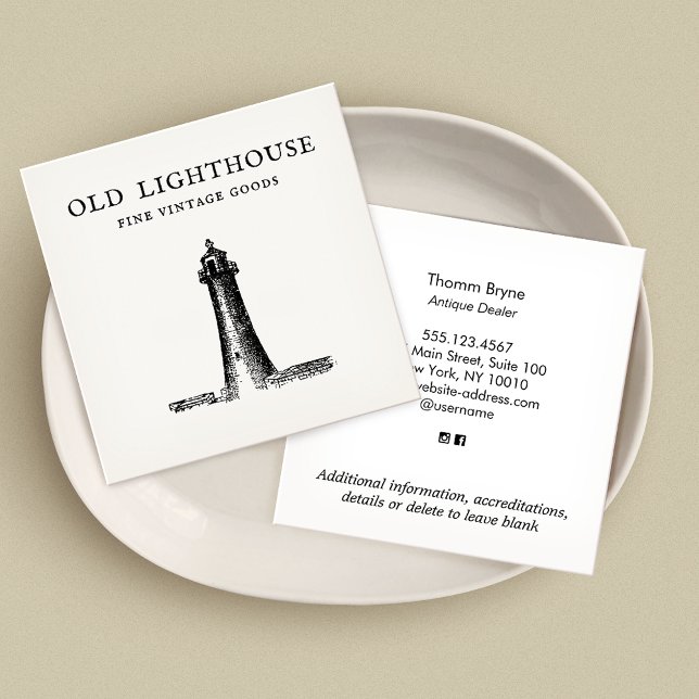 Tarjeta De Visita Cuadrada Lighthouse Etching Square Business Card (Subido por el creador)