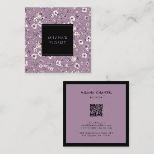 Tarjeta De Visita Cuadrada Lila Daisy Flor moderna Floristería