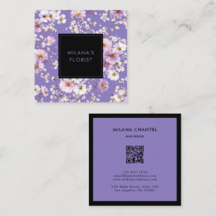 Tarjeta De Visita Cuadrada Lilac Daisy Flor moderna y trendy Floristería