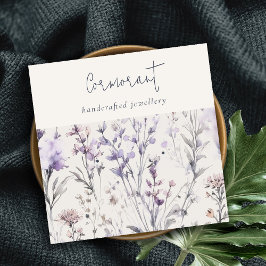 Tarjeta De Visita Cuadrada Lilac Purple Floral Script Earl Stud Holder