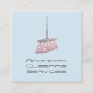 Tarjeta De Visita Cuadrada Limpieza con clase Servicios Residencia Pegar Rosa