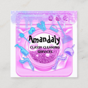 Tarjeta De Visita Cuadrada Limpieza House Office Services Logotipo QR Código