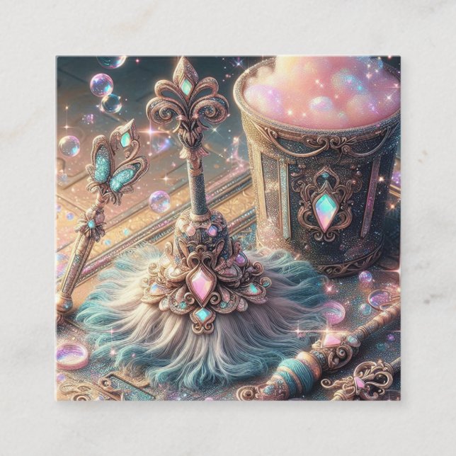 Tarjeta De Visita Cuadrada Limpieza Suministros Servicio de limpieza de cubos (Anverso)