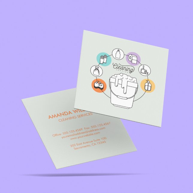 Tarjeta De Visita Cuadrada Limpieza y portería (Subido por el creador)