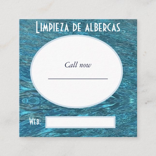 Tarjeta De Visita Cuadrada limpiezas de albercas (Anverso)