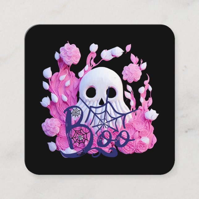Tarjeta De Visita Cuadrada lindo paquete fantasma de Halloween (Anverso)
