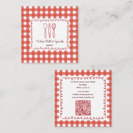 Tarjeta De Visita Cuadrada Lindo Pastelería de Cuadros Rústicos de Campo