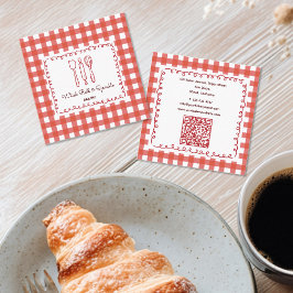 Tarjeta De Visita Cuadrada Lindo Pastelería de Cuadros Rústicos de Campo