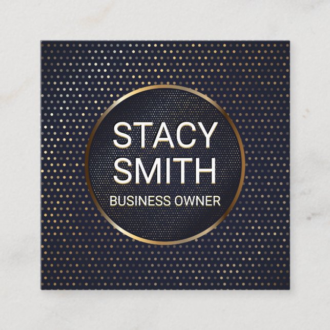 Tarjeta De Visita Cuadrada Líneas abstractas | Banner con especulación de oro (Anverso)