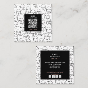 Tarjeta De Visita Cuadrada Líneas abstractas modernas se enfrentan a una líne