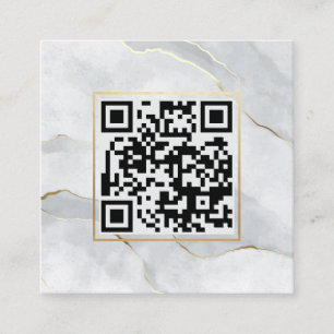 Tarjeta De Visita Cuadrada Líneas de oro grises pasteles Código QR Moda Minim