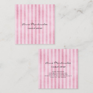 Tarjeta De Visita Cuadrada Líneas verticales perturbadas rosadas de artista 