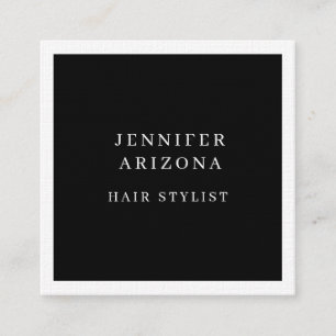 Tarjeta De Visita Cuadrada Lino de lujo negro y blanco moderno Minimalista