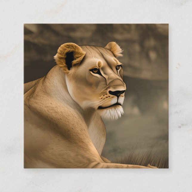 Tarjeta De Visita Cuadrada Lioness de acuarela (Anverso)