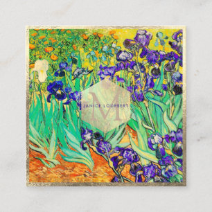Tarjeta De Visita Cuadrada Lirios púrpura de Van Gogh en St. Remy