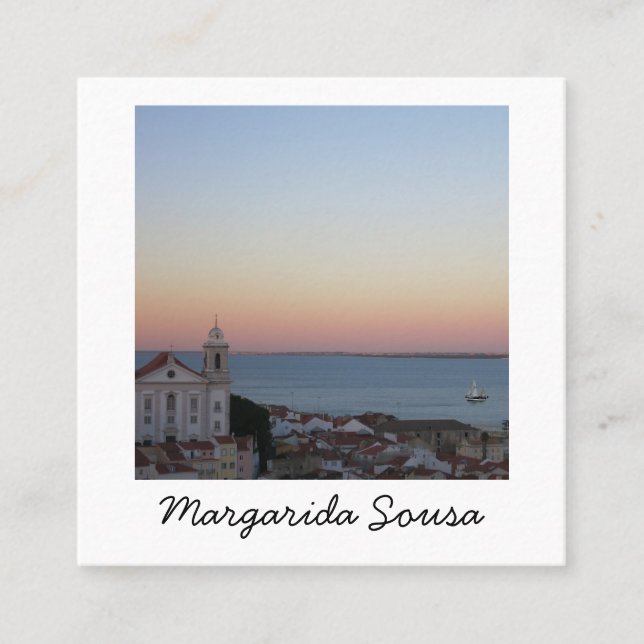 Tarjeta De Visita Cuadrada Lisboa Portugal Ciudad Europa Foto Turismo fotográ (Anverso)