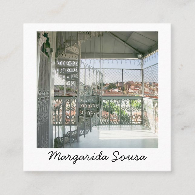 Tarjeta De Visita Cuadrada Lisboa Portugal Ciudad Europa Foto Turismo fotográ (Anverso)