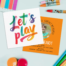 Tarjeta De Visita Cuadrada Llamada de cita para jugar naranja divertida Foto 