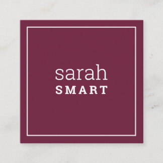 Tarjeta De Visita Cuadrada LLAMADO CARD square edgey moderno burgundy oscuro 