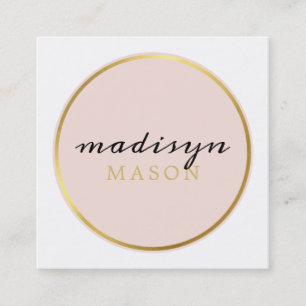 Tarjeta De Visita Cuadrada LLAMAR CARTA circular moda de borde color rosa dor