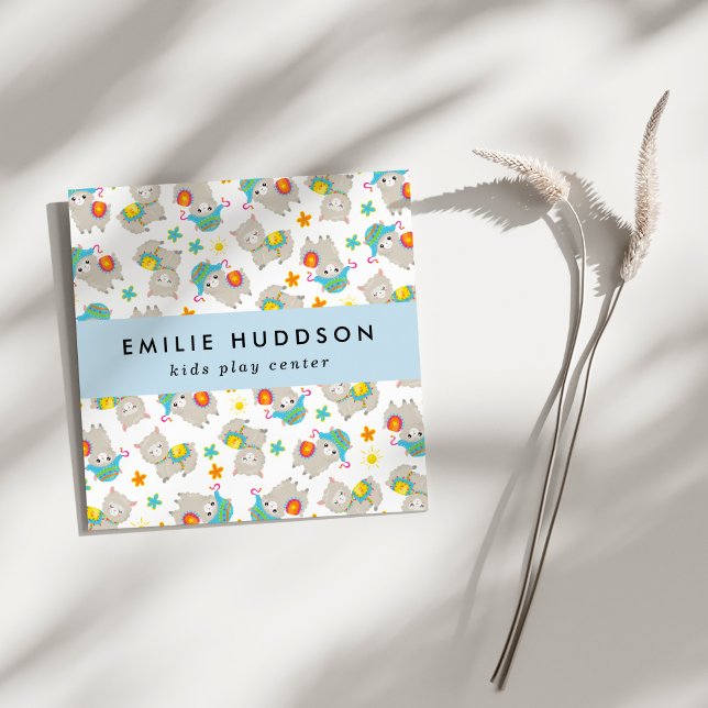 Tarjeta De Visita Cuadrada Llamas Cutas, Centro de Juegos Infantiles, Centro  (Subido por el creador)