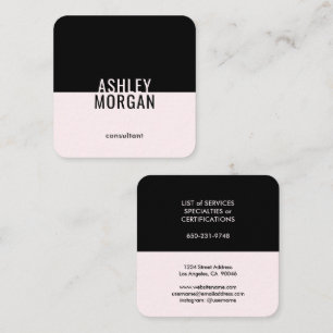 Tarjeta De Visita Cuadrada Llanura de Moda moderada minimalista de color rosa