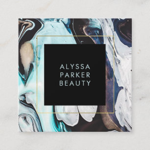 Tarjeta De Visita Cuadrada Llave de tinta moderna con negro