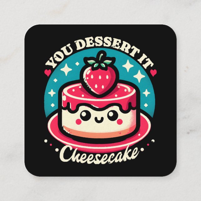 Tarjeta De Visita Cuadrada Lo postres - Cheesecake Kawaii (Reverso)