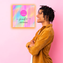 Tarjeta De Visita Cuadrada Logo Boutique de maquillaje profesional Código QR 