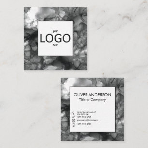 Tarjeta De Visita Cuadrada Logo cuadrado Negro y blanco