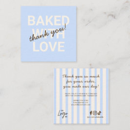 Tarjeta De Visita Cuadrada Logo Cute Baked With Love Thank You