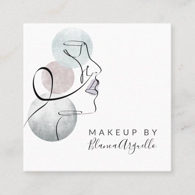 Tarjeta De Visita Cuadrada Logo De Belleza Maquillaje Artista Negocios Y Cita (Anverso)