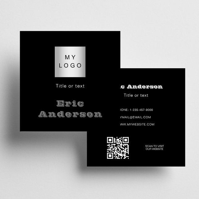 Tarjeta De Visita Cuadrada Logo de código QR blanco negro (Subido por el creador)