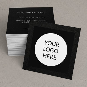 Tarjeta De Visita Cuadrada Logo de cuero negro personalizado