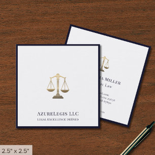 Tarjeta De Visita Cuadrada Logo de escalas elegantes de justicia